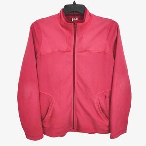 Under Armour Full Zip Fleece Jacket Womens Large Pink Activewear Casual Everyday